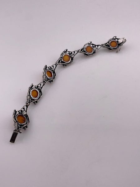 sterling silver 7 1/2" amber link bracelet