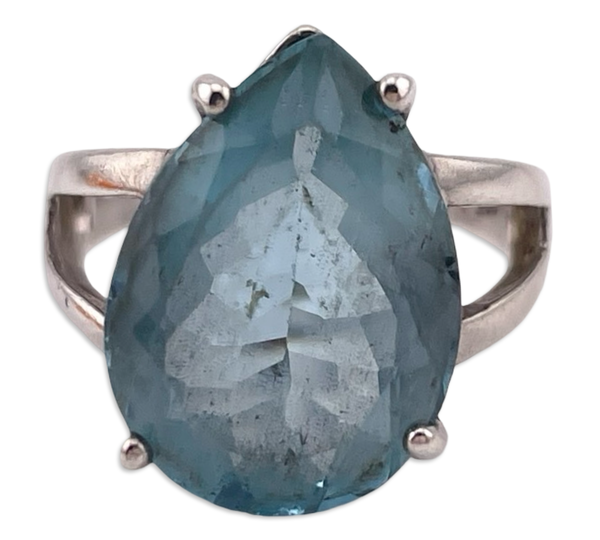 size 7.75 sterling silver lab topaz ring ***AS IS***