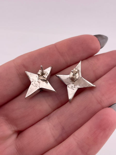 sterling silver Zuni inlay multi-stone post earrings