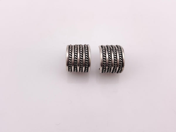 sterling silver wide twisted design partial hoop earrings
