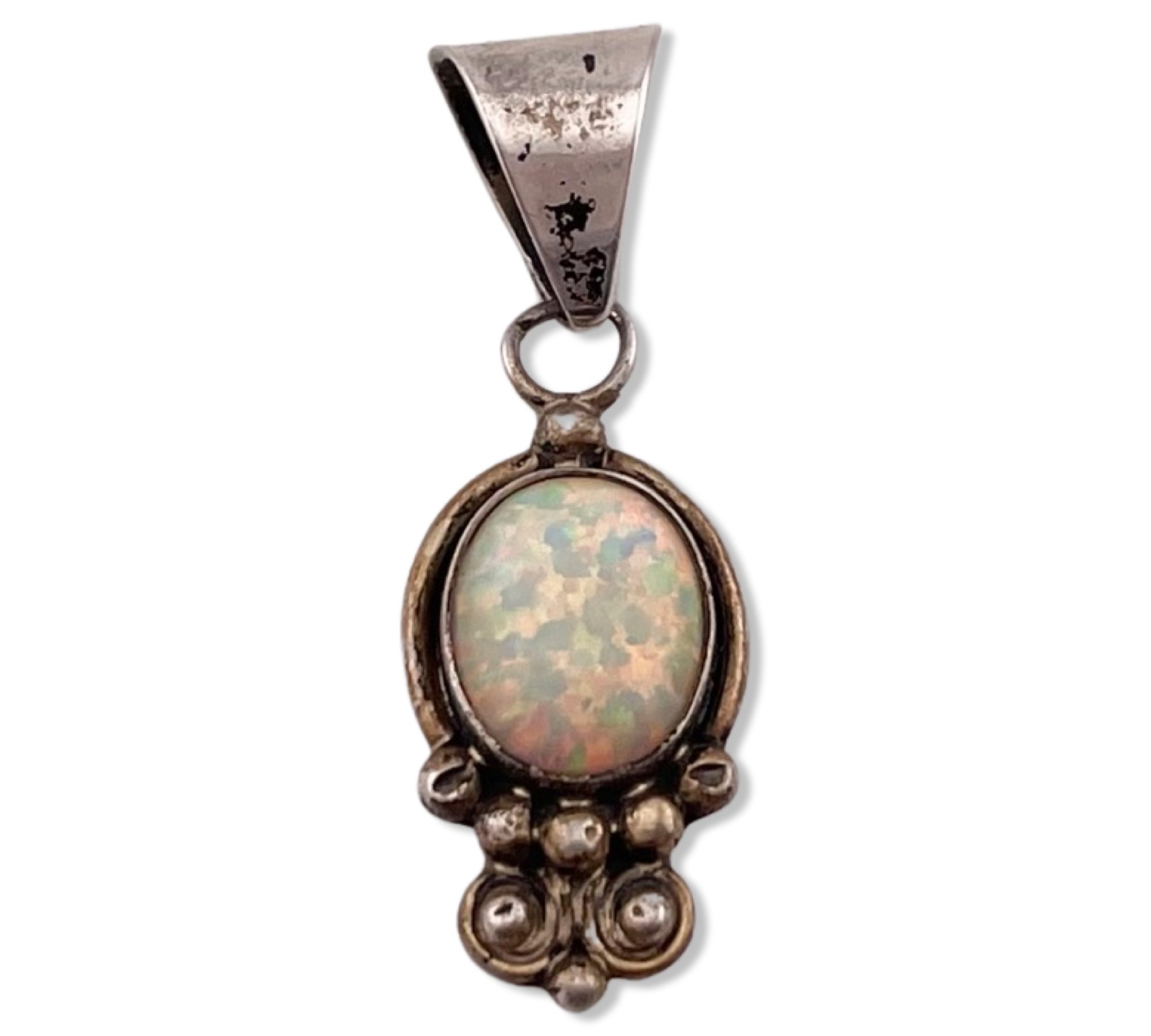 sterling silver lab opal pendant