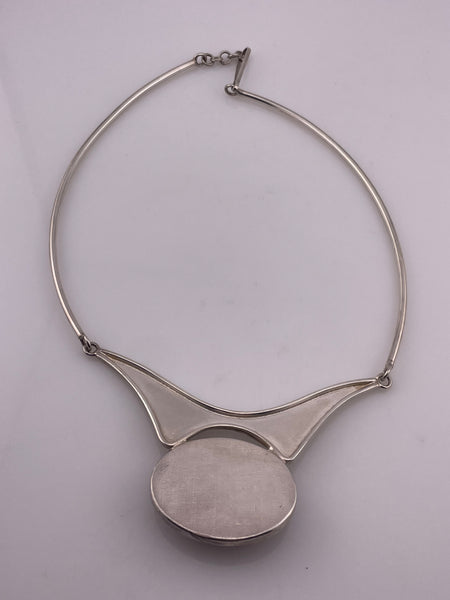 sterling silver 17-1/2" amber collar necklace