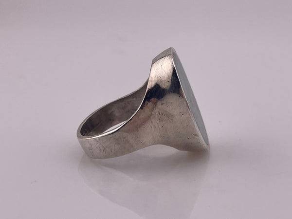 size 9.75 sterling silver chunky flat chrysocolla ring