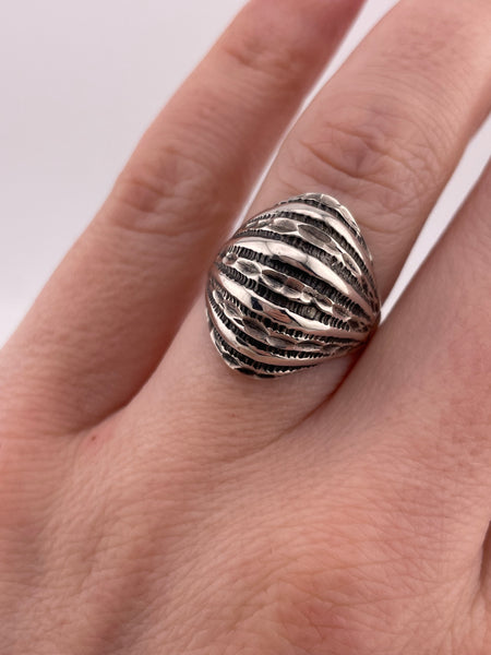 size 6.75 sterling silver etched domed design ring