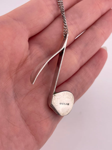 sterling silver 17-1/2" sodalite eighth music note necklace