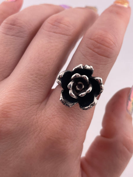 size 7.75 sterling silver electroform flower ring
