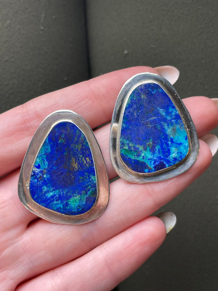 sterling silver Nick Garcia azurite post earrings