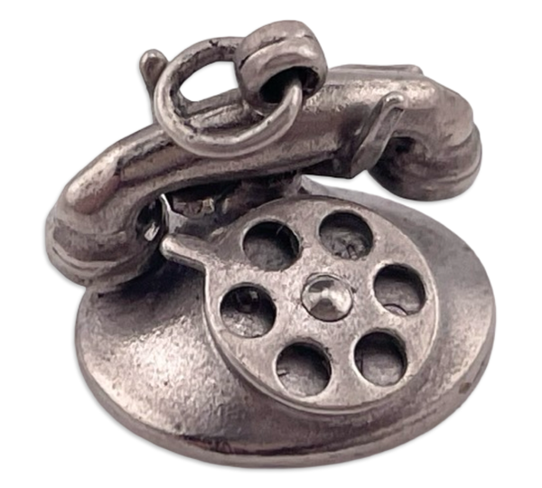 sterling silver 'I LOVE U' rotary phone charm pendant
