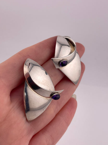 sterling silver artisan amethyst post earrings ***Non-sterling posts***