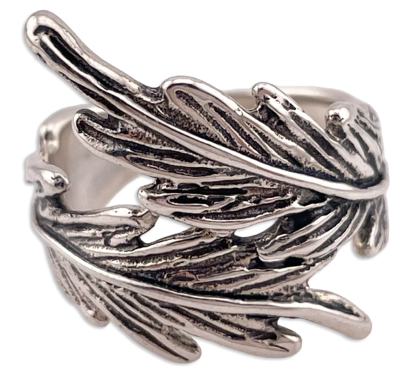 size 6 sterling silver leaf ring
