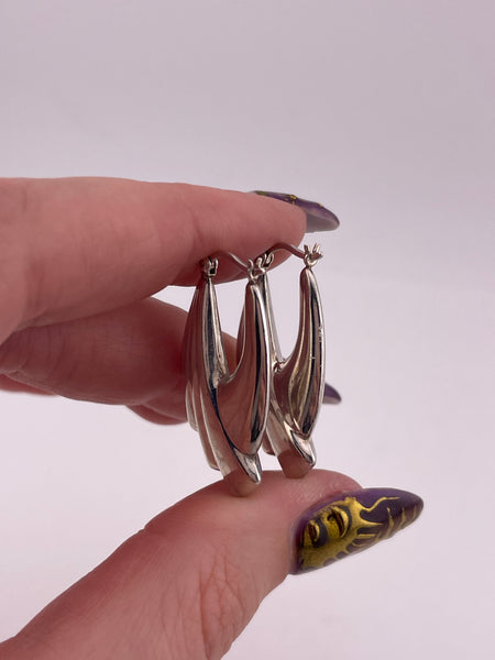 sterling silver stoneless puffy textured hoop earrings