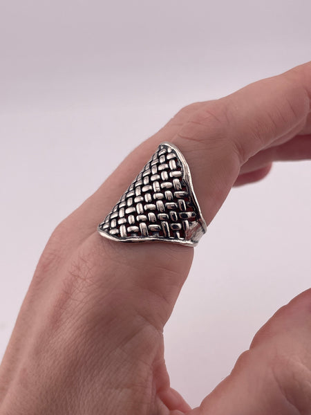 size 9.25 sterling silver stoneless basket weave ring