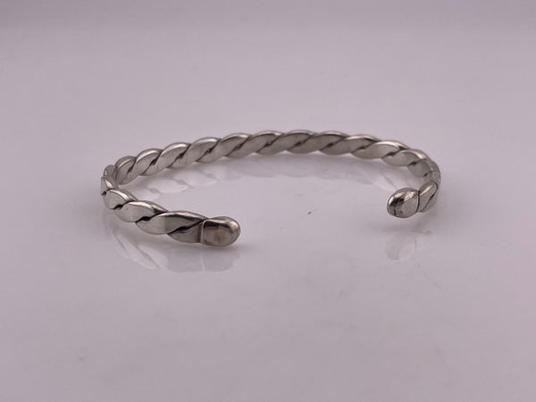 sterling silver stoneless braided cuff bracelet
