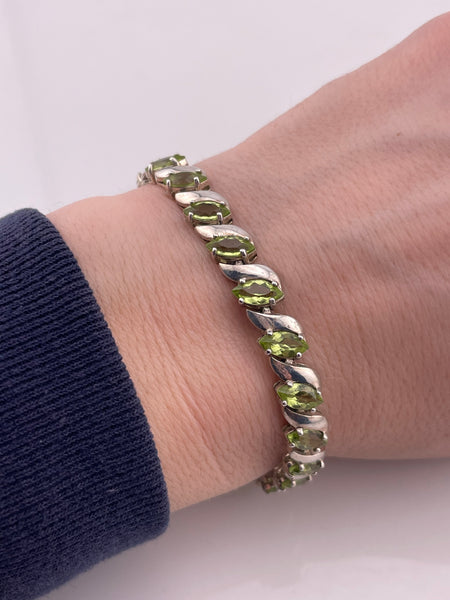 sterling silver 7-1/4" faceted peridot link bracelet