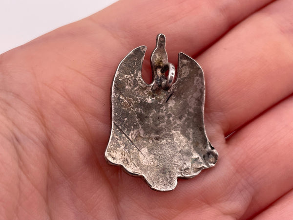 sterling silver crushed turquoise coral thunderbird pendant ***Converted***