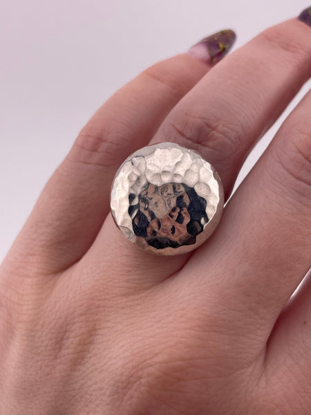 size 6.5 sterling silver Mexican stoneless circle dome hammered ring