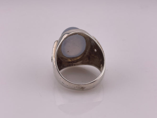 size 11 sterling silver agate rhinestone ring