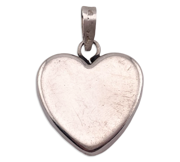 sterling silver Mexican puffy heart pendant