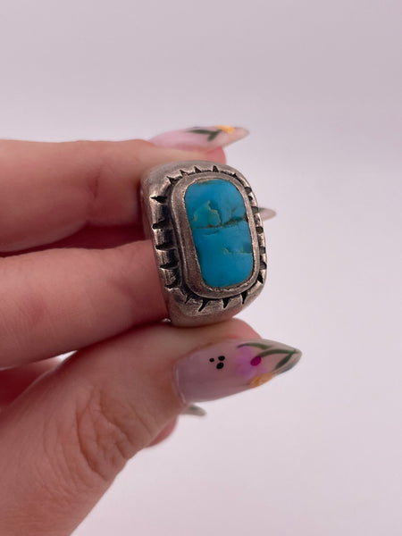 size 10 sterling silver turquoise chunky ring ***Cracked Stone***