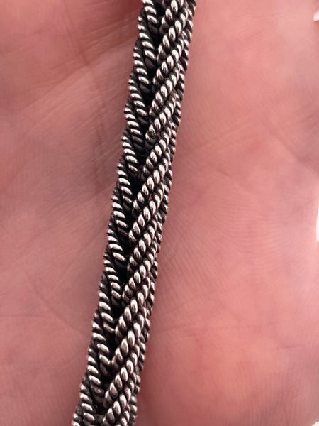 sterling silver 18" heavy 58 grams box wheat chain necklace