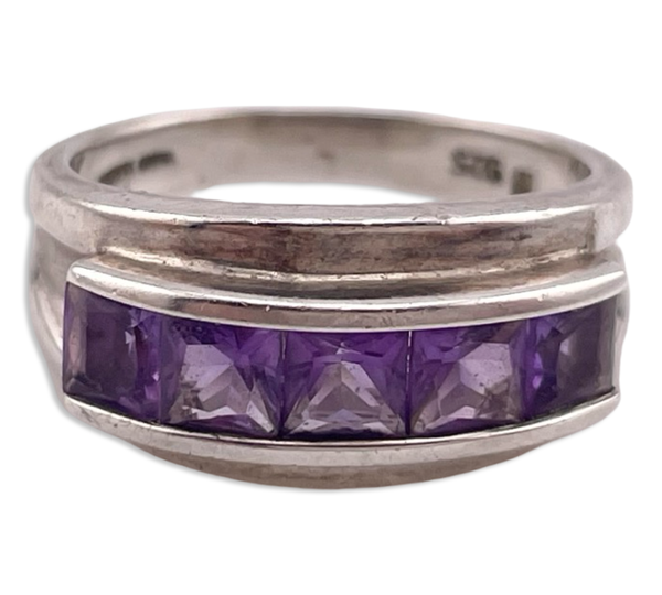 size 8.75 sterling silver faceted amethyst ring