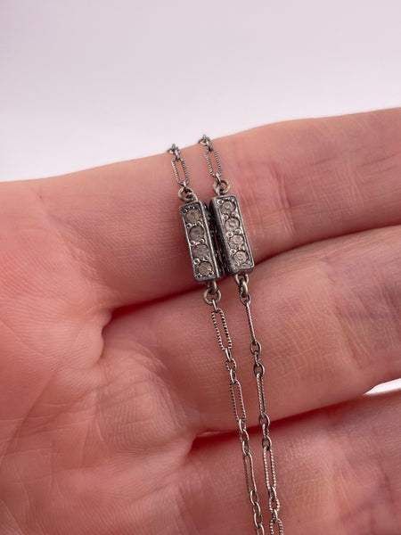 sterling silver chain 18-1/4" rhinestone necklace