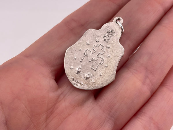 sterling silver religious Mary & Jesus pendant