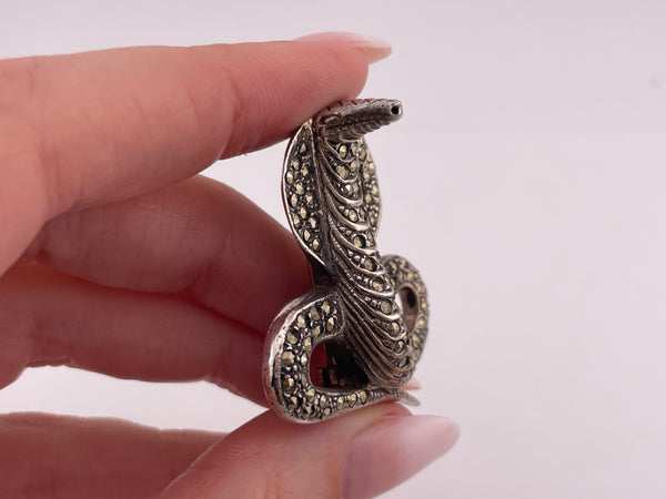 sterling silver marcasite cobra snake brooch pin