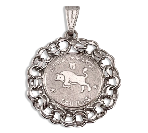 sterling silver Taurus the Bull zodiac pendant