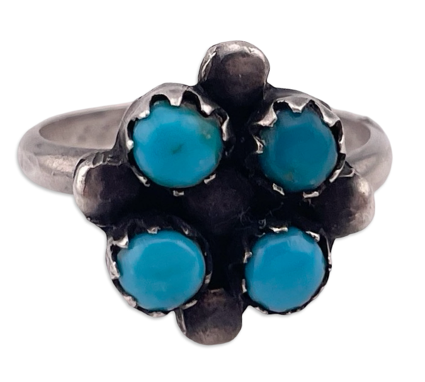 size 7 sterling silver turquoise four stone ring