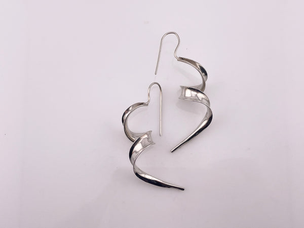 sterling silver 2-1/2" spiral hook earrings