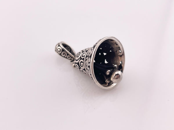 sterling silver swirl bell pendant
