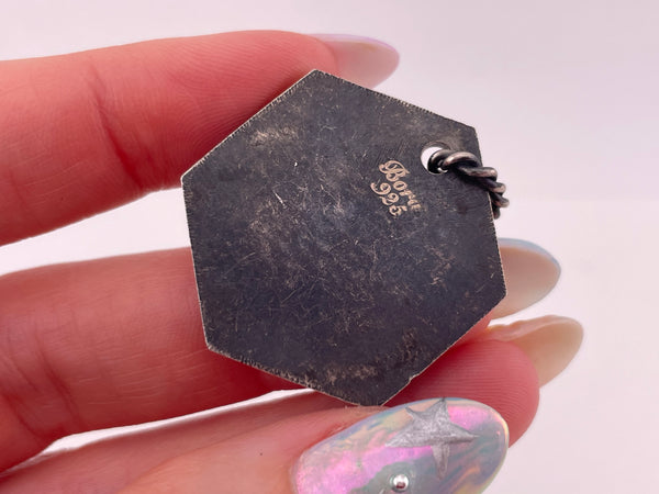 sterling silver Bora fleur-de-lis faceted garnet pendant