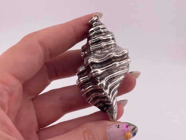 sterling silver large RM Trush 2-3/4" conch seashell pendant or ornament