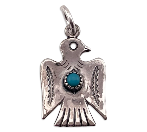 sterling silver rhodium plated Bell Trading Post Thunderbird turquoise pendant