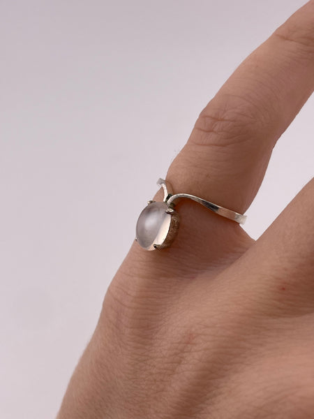 sterling silver NOS moonstone V drop ring