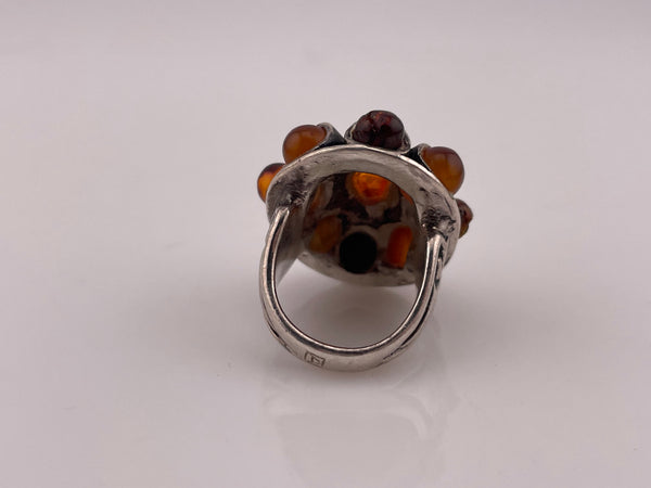 size 7 sterling silver amber cluster ring **AS IS**