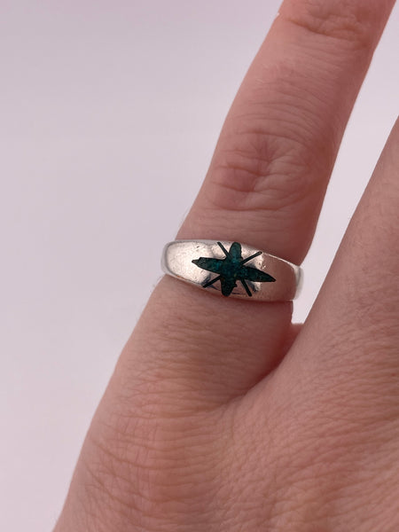 size 4.75 sterling silver crushed turquoise ring