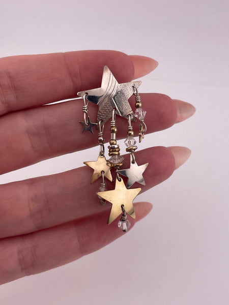 sterling silver Tabra star dangle plastic bead pin
