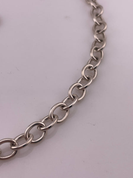 rhodium plated sterling silver 17 1/2" circle chain toggle clasp necklace