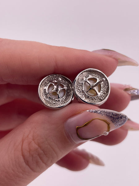 sterling silver faux pearl post earrings