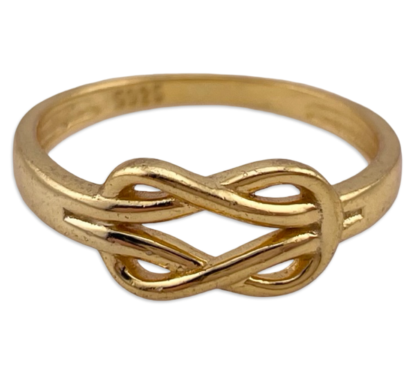 size 9.25 sterling silver gold plated entwined knot ring