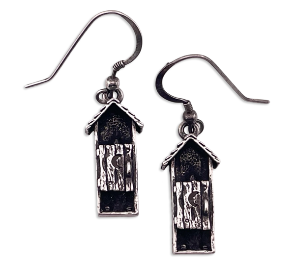 sterling silver outhouse toilet hook dangle earrings
