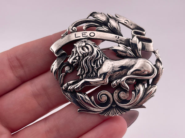 sterling silver Peruzzi Leo the lion zodiac sign brooch