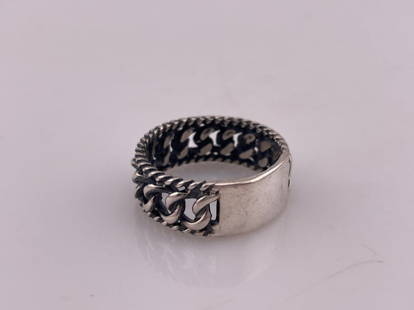 size 11 sterling silver chain band ring