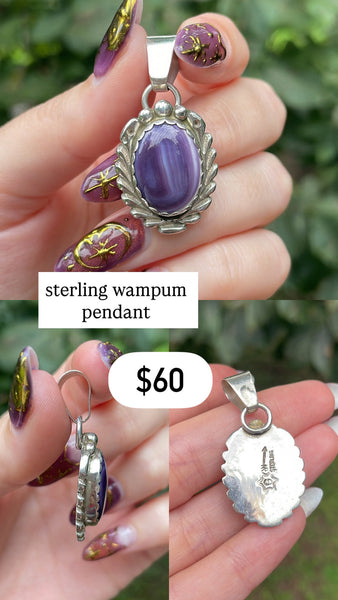 RESERVED PRIVATE LISTING -- sterling silver wampum pendant A33