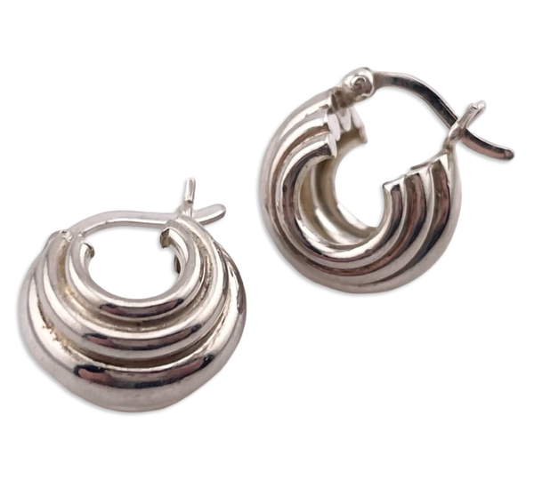 sterling silver 1/2" chunky huggie hoop earrings