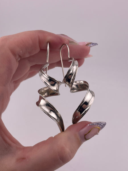 sterling silver 2-1/2" spiral hook earrings