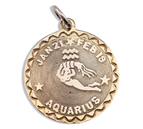 sterling silver gold plated Aquarius zodiac sign pendant