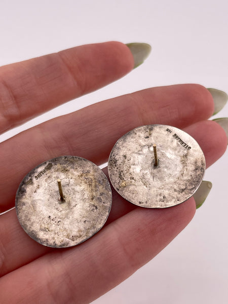 sterling silver hammered textured disc post earrings ***gold posts***